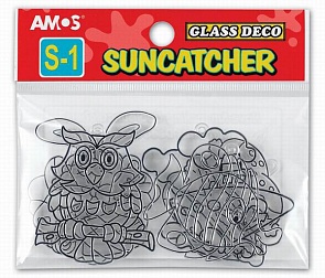 Набор мини-витражей: рыбка, бабочка, лев, клоун, черепаха, кораблик (Amos, 23860)